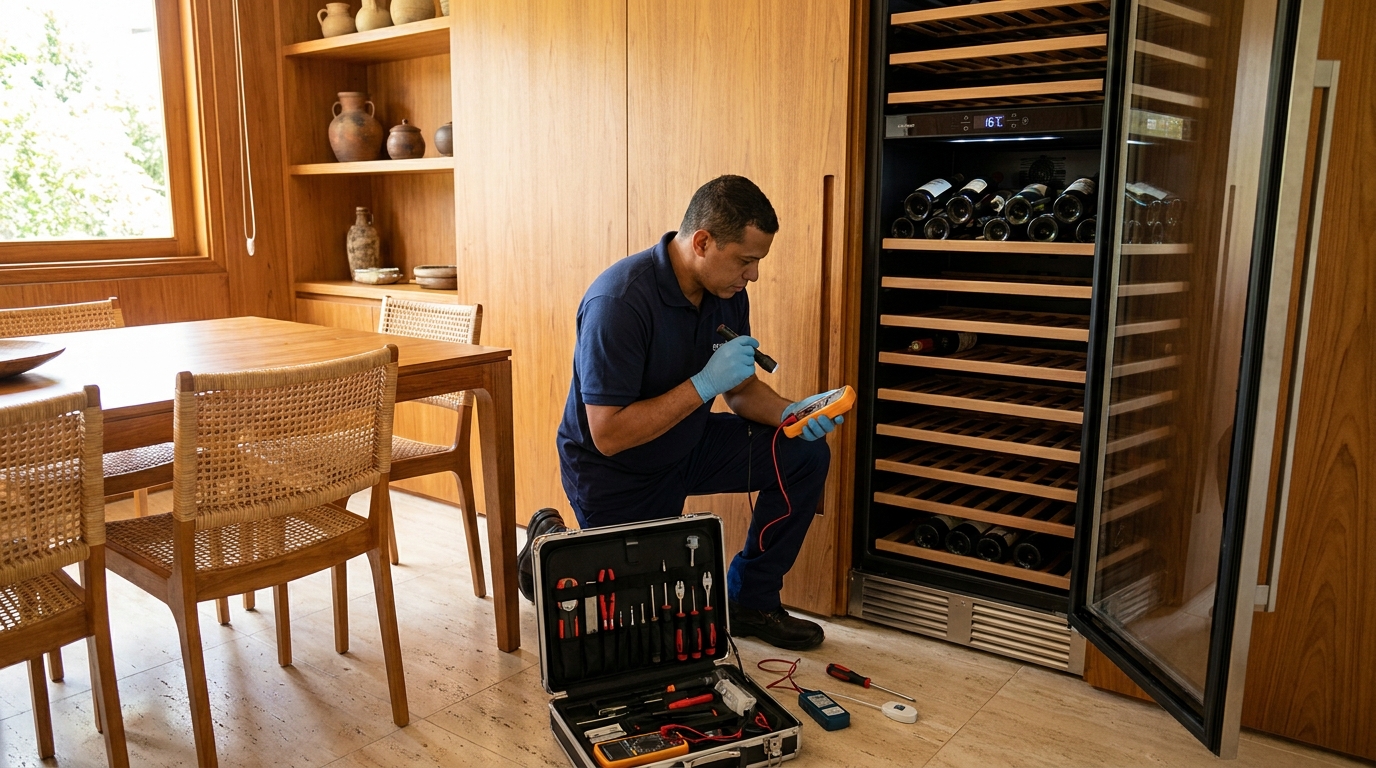 Substituição do termostato de uma adega climatizada em Cavalieri, Vila Velha‑ES