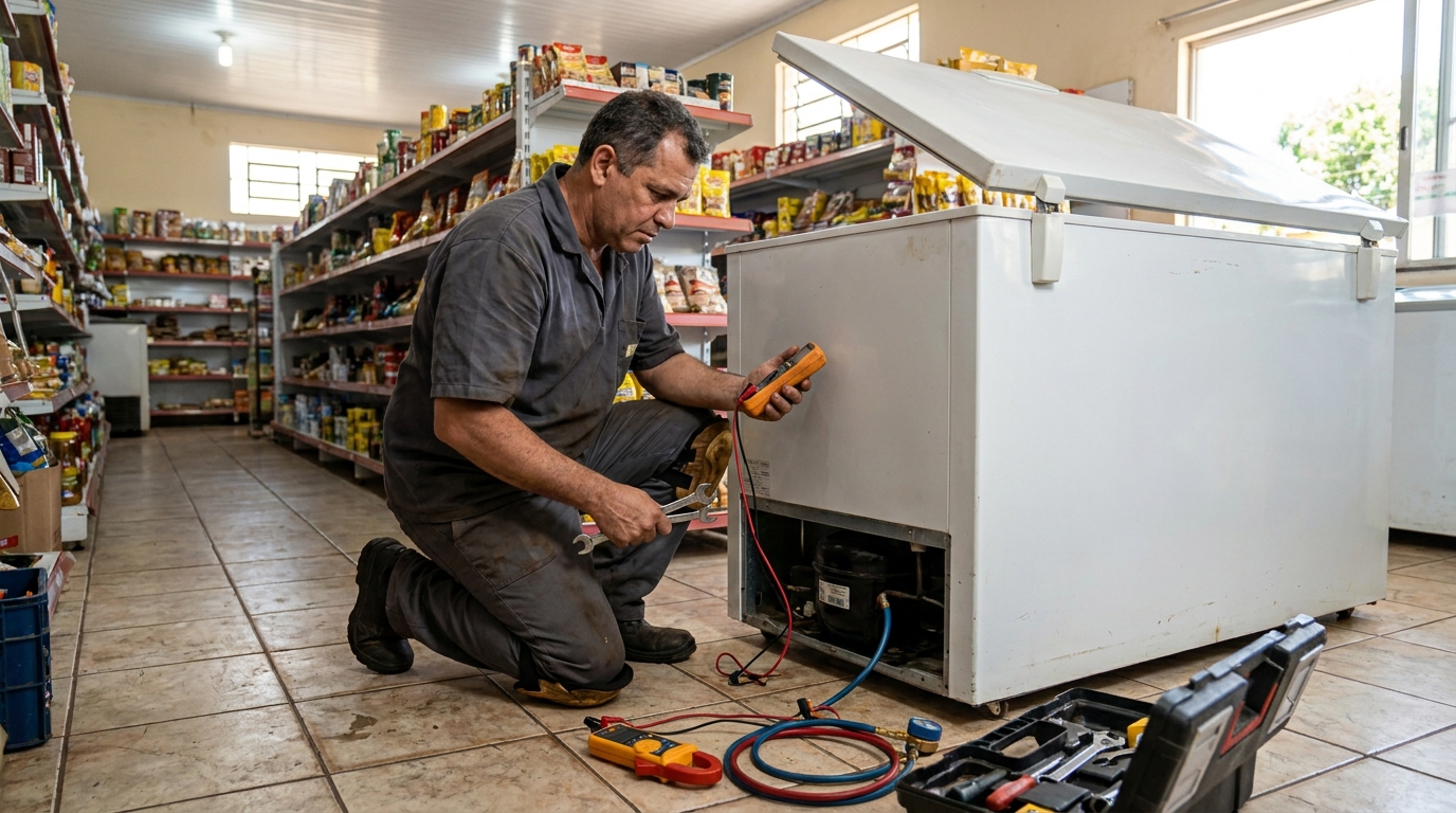 Troca de termostato de freezer em atendimento em Vila Velha‑ES